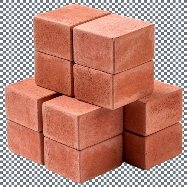 PSD rendering 3d d'une pile de briques rouges sur un fond transparent