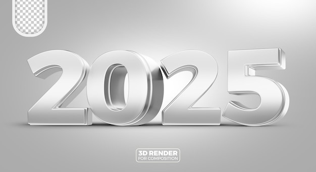 Rendering 3D de plata para el año nuevo 2025