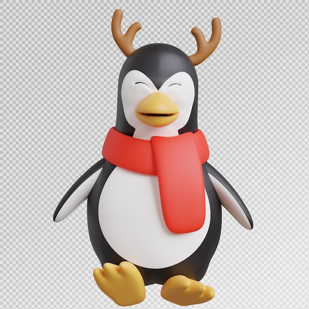 Rendering 3D de la pose du pingouin avec la saison de Noël