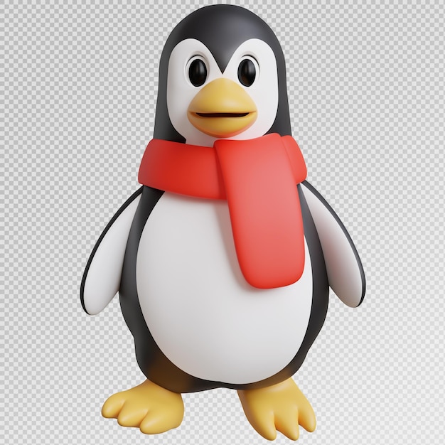 Rendering 3D de la pose du pingouin avec la saison de Noël