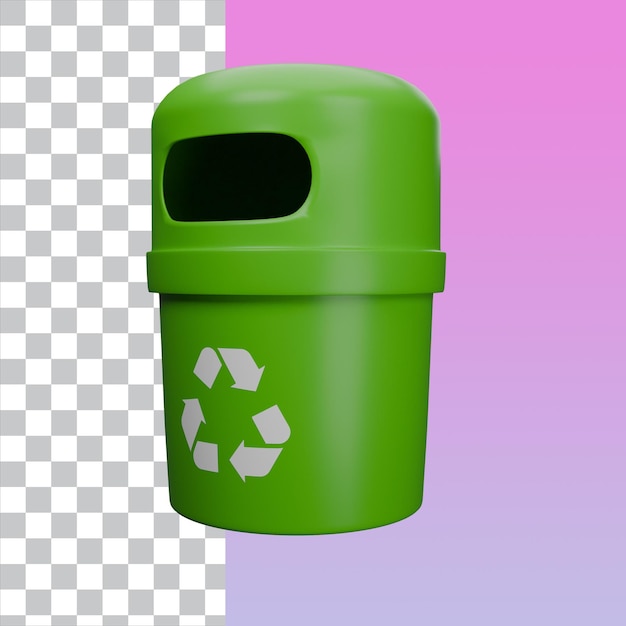 PSD rendering 3d de la poubelle de recyclage isolée