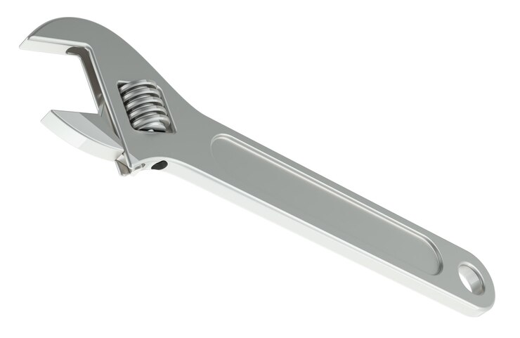 PSD rendering 3d de primer plano de llave ajustable aislado en un fondo transparente