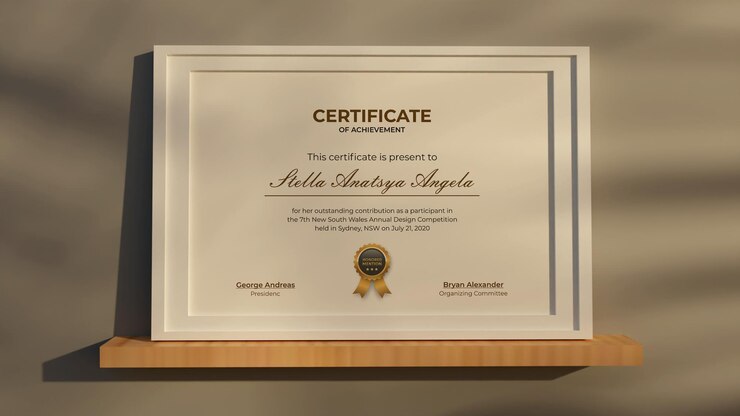 Rendering 3D Progettazione realistica del modello del certificato moderno Modern