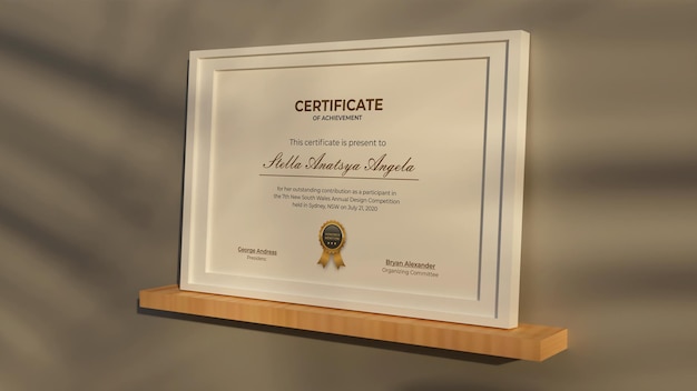 Rendering 3D Progettazione realistica del modello del certificato moderno Modern