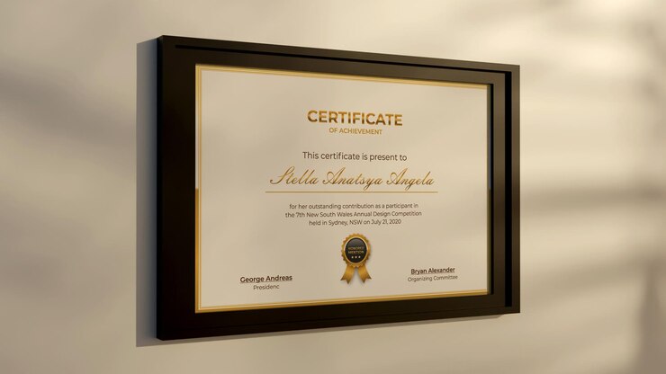 Rendering 3D Progettazione realistica del modello del certificato moderno Modern