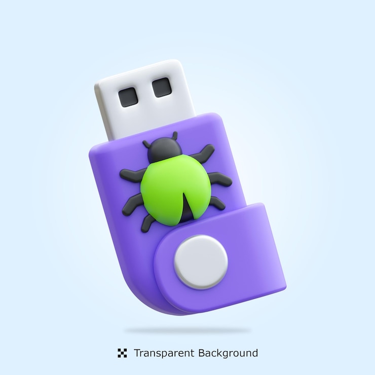 PSD rendering 3d psd del virus flashdisk