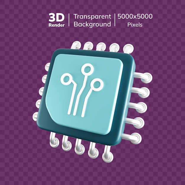 Rendering 3D d'une puce sur un fond transparent