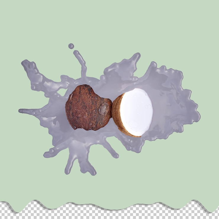 PSD rendering 3d réaliste de la noix de coco le meilleur pour des fins commerciales et de conception