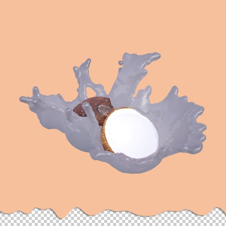 PSD rendering 3d réaliste de la noix de coco le meilleur pour des fins commerciales et de conception