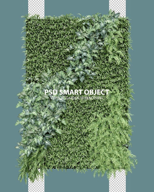 Rendering 3D réaliste d'objets isolés dans un jardin vertical