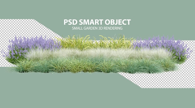 Rendering 3D réaliste d'objets isolés dans un petit jardin