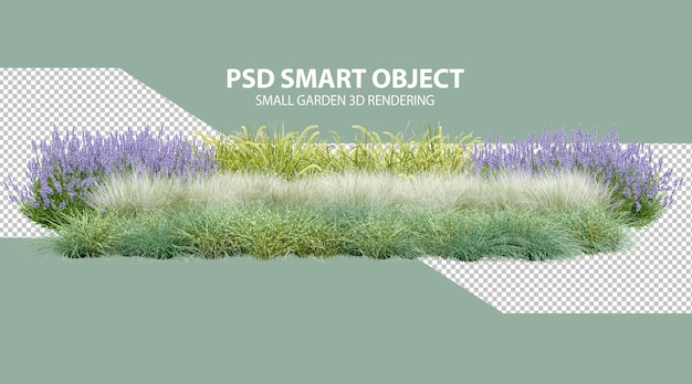 PSD rendering 3d réaliste d'objets isolés dans un petit jardin