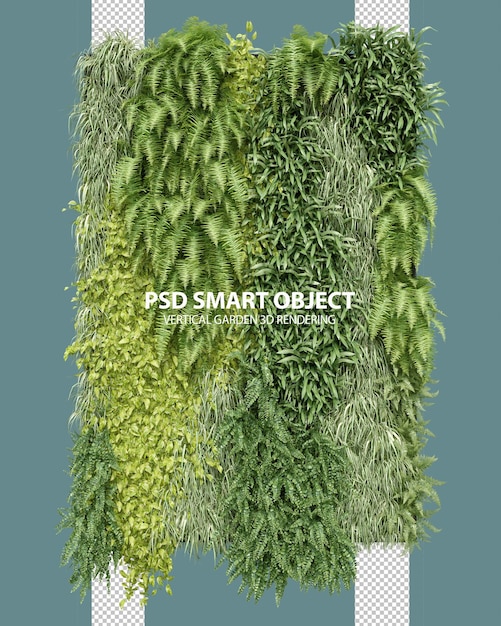Rendering 3D realistico di giardini verticali di oggetti isolati
