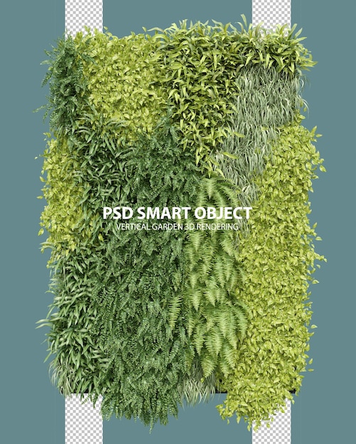 Rendering 3D realistico di giardini verticali di oggetti isolati