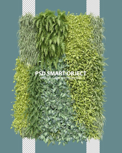 Rendering 3D realistico di giardini verticali di oggetti isolati