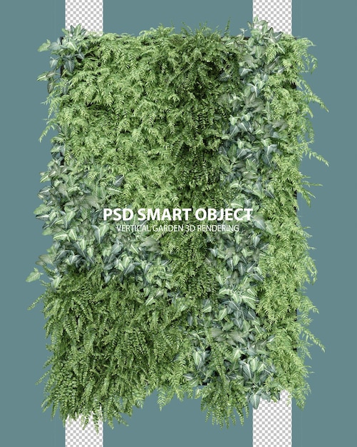 Rendering 3D realistico di giardini verticali di oggetti isolati