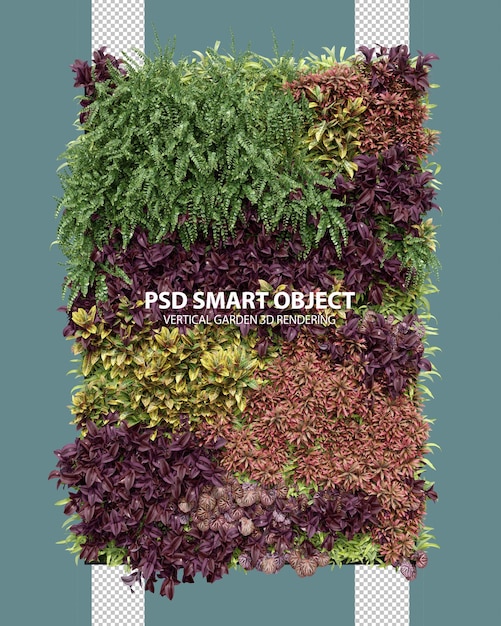 Rendering 3D realistico di giardini verticali di oggetti isolati