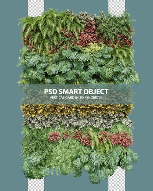Rendering 3D realistico di giardini verticali di oggetti isolati