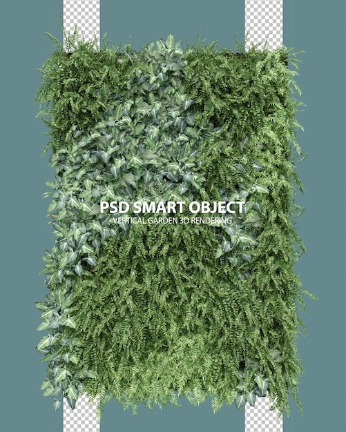 Rendering 3D realistico di giardini verticali di oggetti isolati