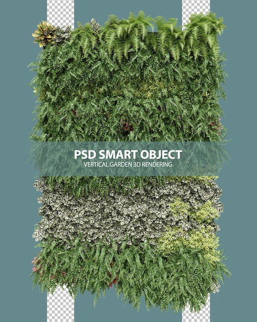 Rendering 3D realistico di giardini verticali di oggetti isolati