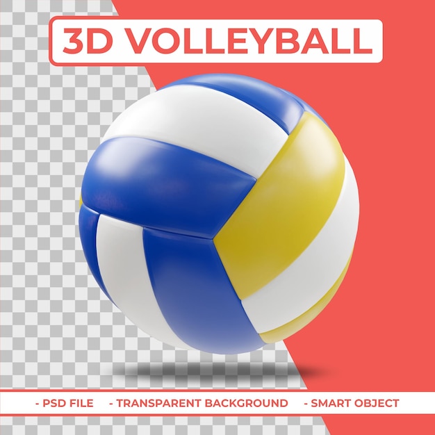 Rendering 3d realistico di pallavolo 3d isolato