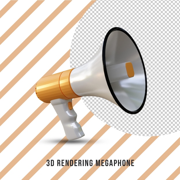 Rendering 3d realistico megafono isolato