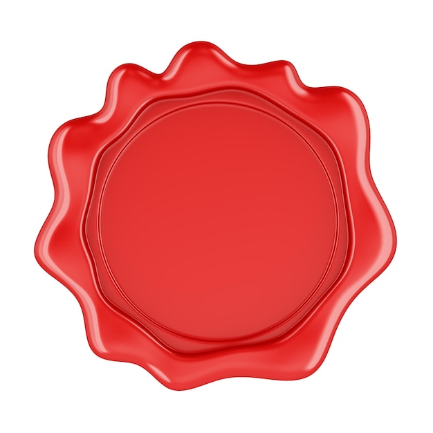 Rendering 3D Red Wax Seal isolato su sfondo trasparente