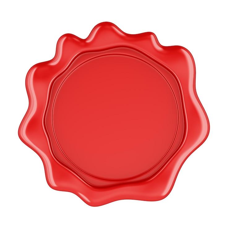 PSD rendering 3d red wax seal isolato su sfondo trasparente
