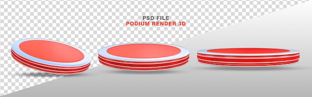 Rendering 3d rosso realistico del podio