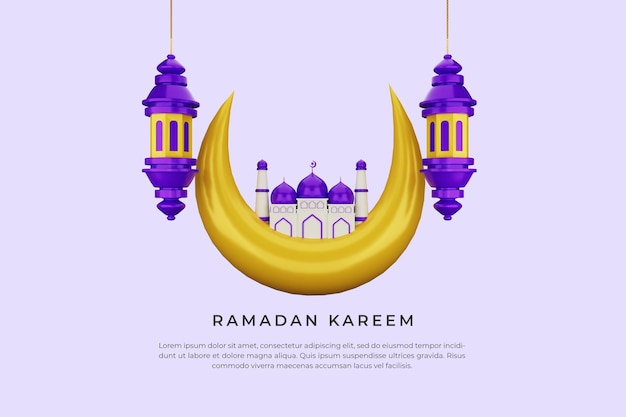 rendering 3d Saluti islamici del Ramadan Ornamenti 3d e podi islamici
