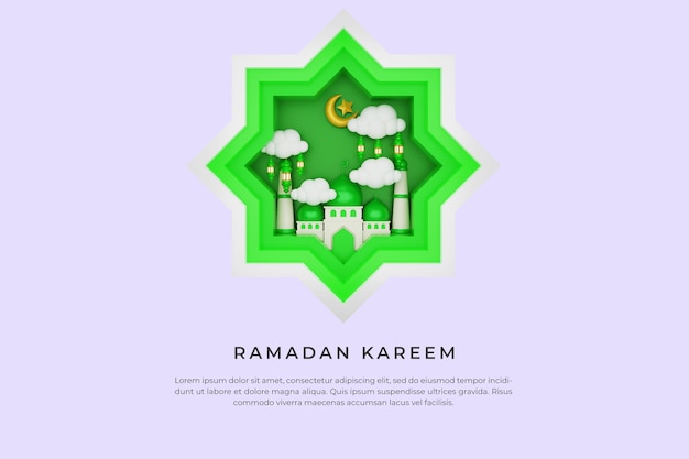 rendering 3d Saluti islamici del Ramadan Ornamenti 3d e podi islamici