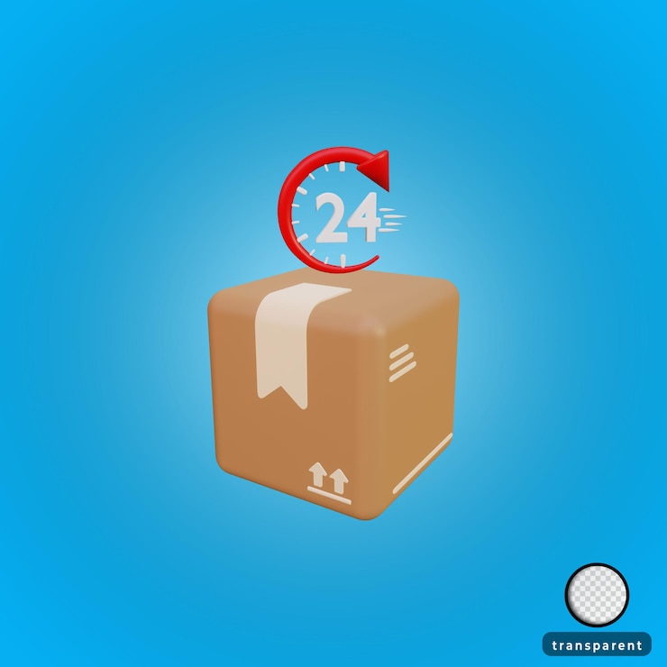 PSD rendering 3d scatola di consegna 24 ore