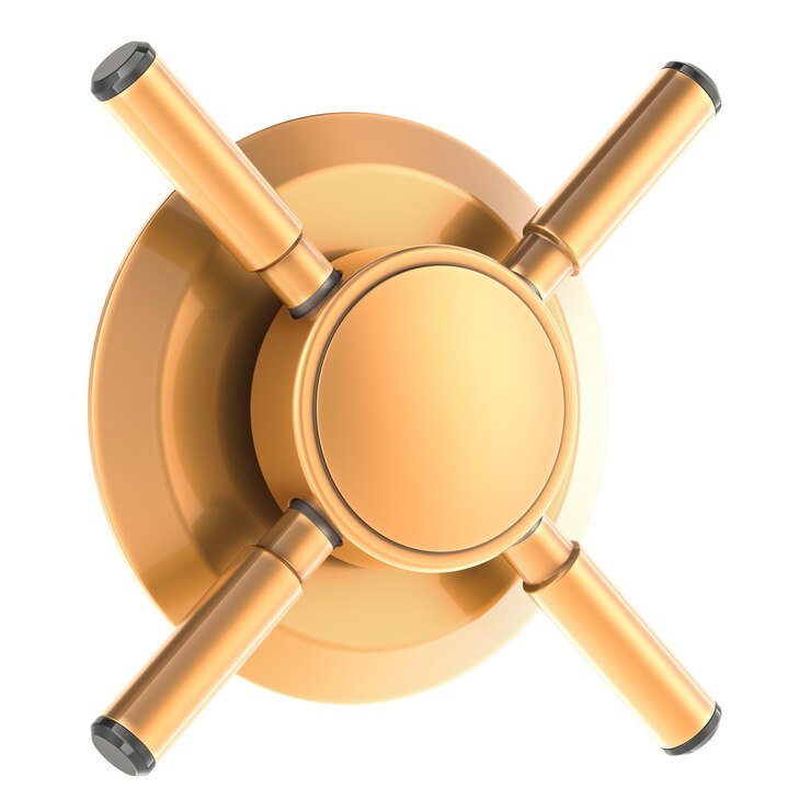 PSD rendering 3d seguro de mango de metal de cobre aislado en un fondo transparente