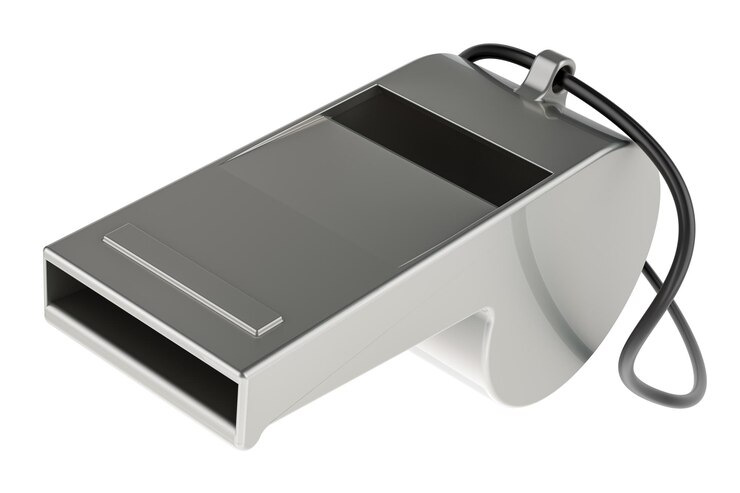 PSD rendering 3d de silbato metálico aislado en un fondo transparente