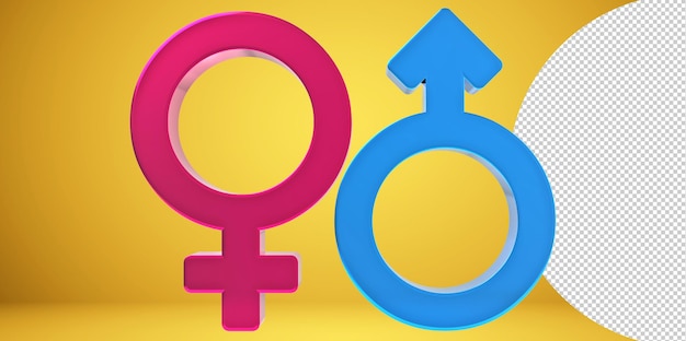 Rendering 3D Simbolo di sesso maschile femminile con sfondo trasparente