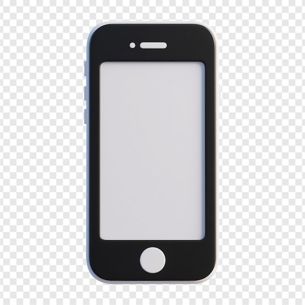 Rendering 3D d'un smartphone noir avec un écran blanc blanc