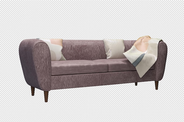 Rendering en 3D de un sofá minimalista aislado