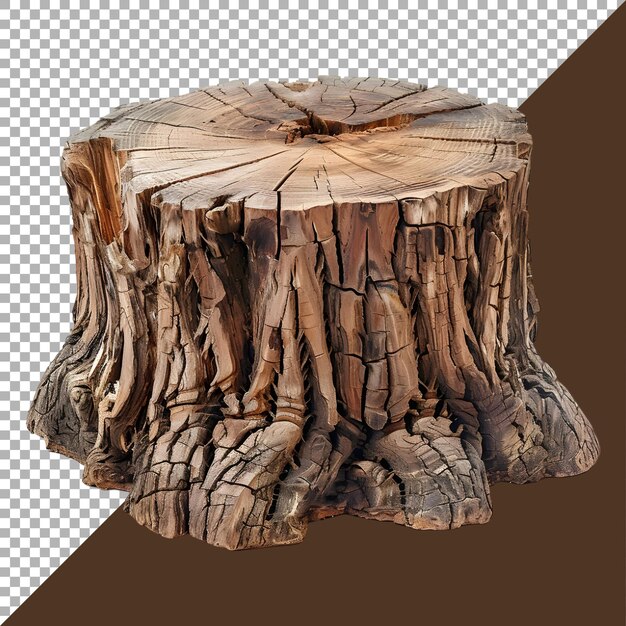 Rendering 3D d'une souche d'arbre sur un fond transparent généré par Ai