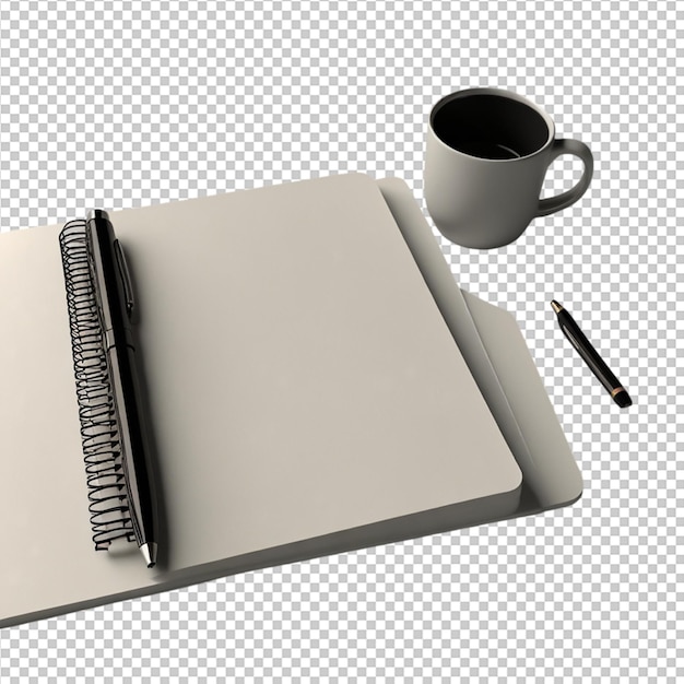 Rendering 3D d'un stylo avec un bloc-notes sur blanc