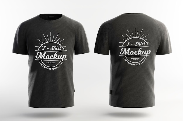 rendering 3d T-shirt sportiva nera modello mockup anteriore e posteriore