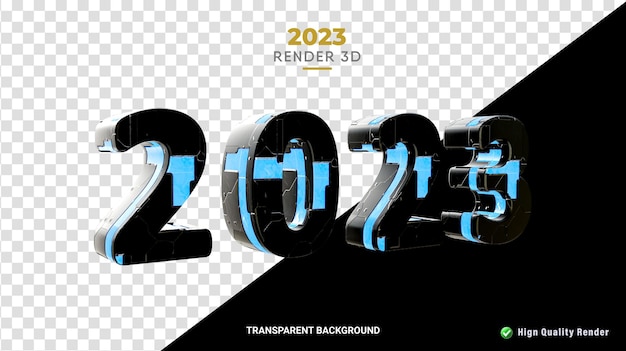 Rendering 3D Techno Texture 2023 numero di capodanno di alta qualità