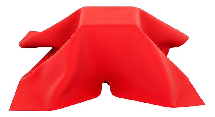 PSD rendering 3d de tela roja cubierta por un cubo aislado sobre un fondo transparente