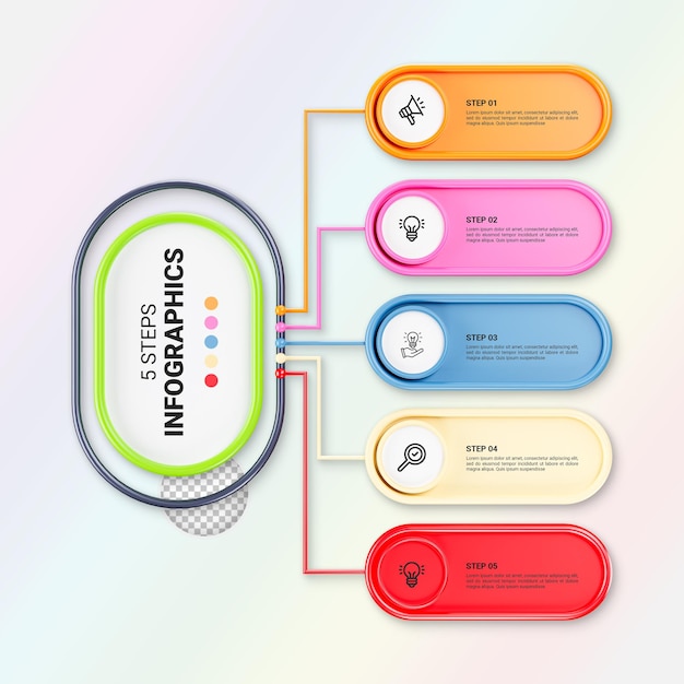 Rendering 3D templat infografis bisnis desain Infografis