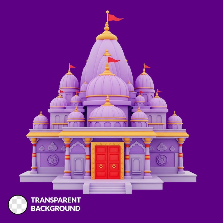 PSD rendering 3d d'un temple hindou majestueux