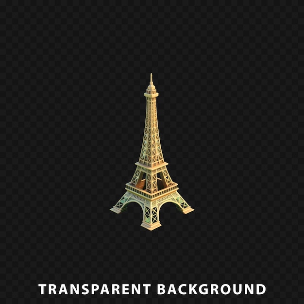 PSD rendering 3d de la tour eiffel isolée sur un fond transparent