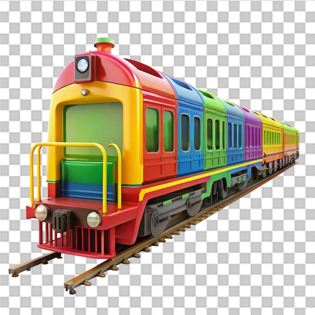 Rendering 3D d'un train coloré isolé sur un fond transparent