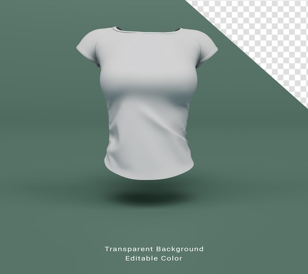 rendering 3d Tshirt bianca donna vista frontale mockup su sfondo color pastello