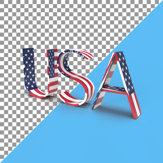Rendering 3d USA con struttura della bandiera americana elemento di design 3d degli stati uniti d'America