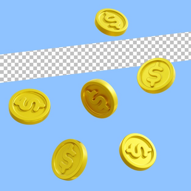 Rendering 3D Valuta della moneta del dollaro in caduta