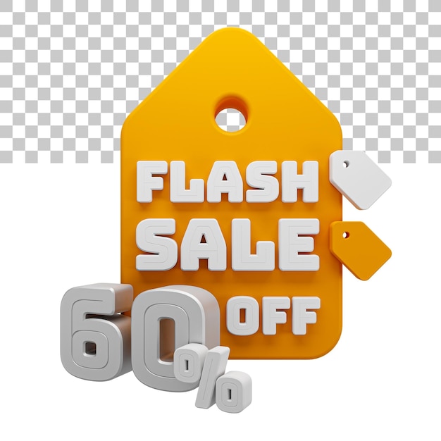 Rendering 3D Vendita Flash 60% di sconto sul testo